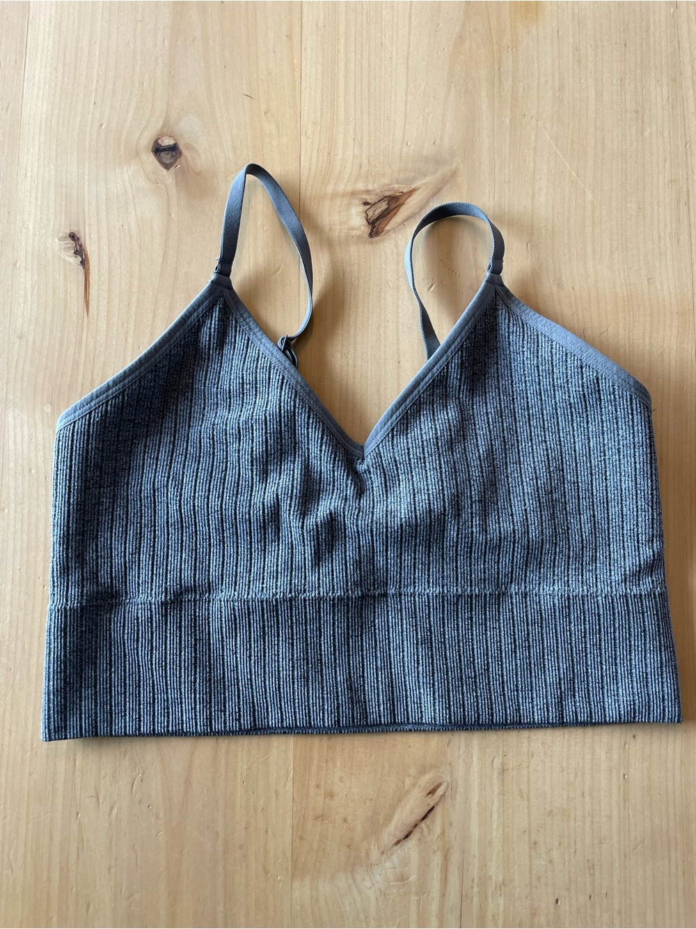 Seamless Ribbed V-Neck Bralette - Charcoal Auden XL